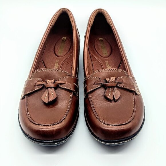 Clarks Collection Ashland Bubble Brown Leather Loafers NWOT 8.5M